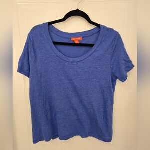 Joe Fresh Linen Royal Blue Scoop Neck Short Sleeve Tee